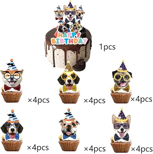 Miniatura 2 de 25 piezas de suministros de fiesta de cumpleaños para perros y mascotas, decoración de cupcakes para niños, regalos de fiesta de cumpleaños,