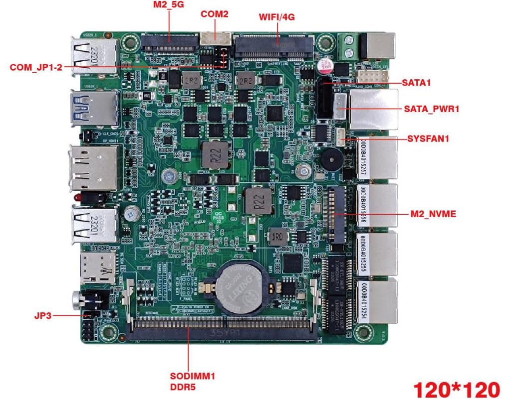 Firewall Micro Appliance N150 (aggiornato N100, 4C/4T), 4Xi226-V 2.5G Fanless Mini PC, 6* USB, 1* HDMI, 1* DP 1* RJ45 COM, piccolo PC desktop computer per ufficio industriale Business No Ram no