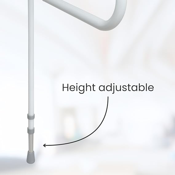 HOMECRAFT Folding Rail with Support Leg – Drop Down Grab Rails for Bathroom, Disabled Toilet Handle, Toilet Rails for Elderly Adults, Height Adjustable Safety Support Bar with Non-Slip Tips