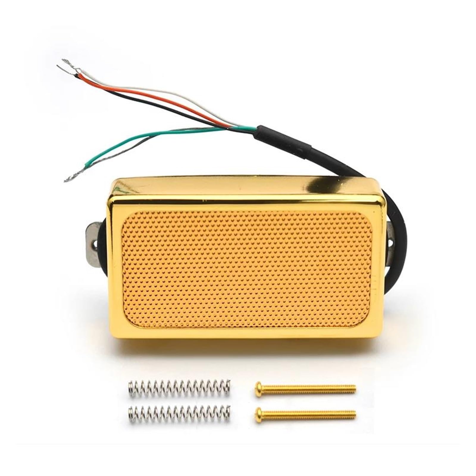 Przetwornik Gitary Elektrycznej Mosiężna Obudowa Alnico 5 Humbucker Gitarowy Z Metalową Siatką Top 4 Kabel Połączeniowy Cewki 7.5 K/15 K(Gold N B)