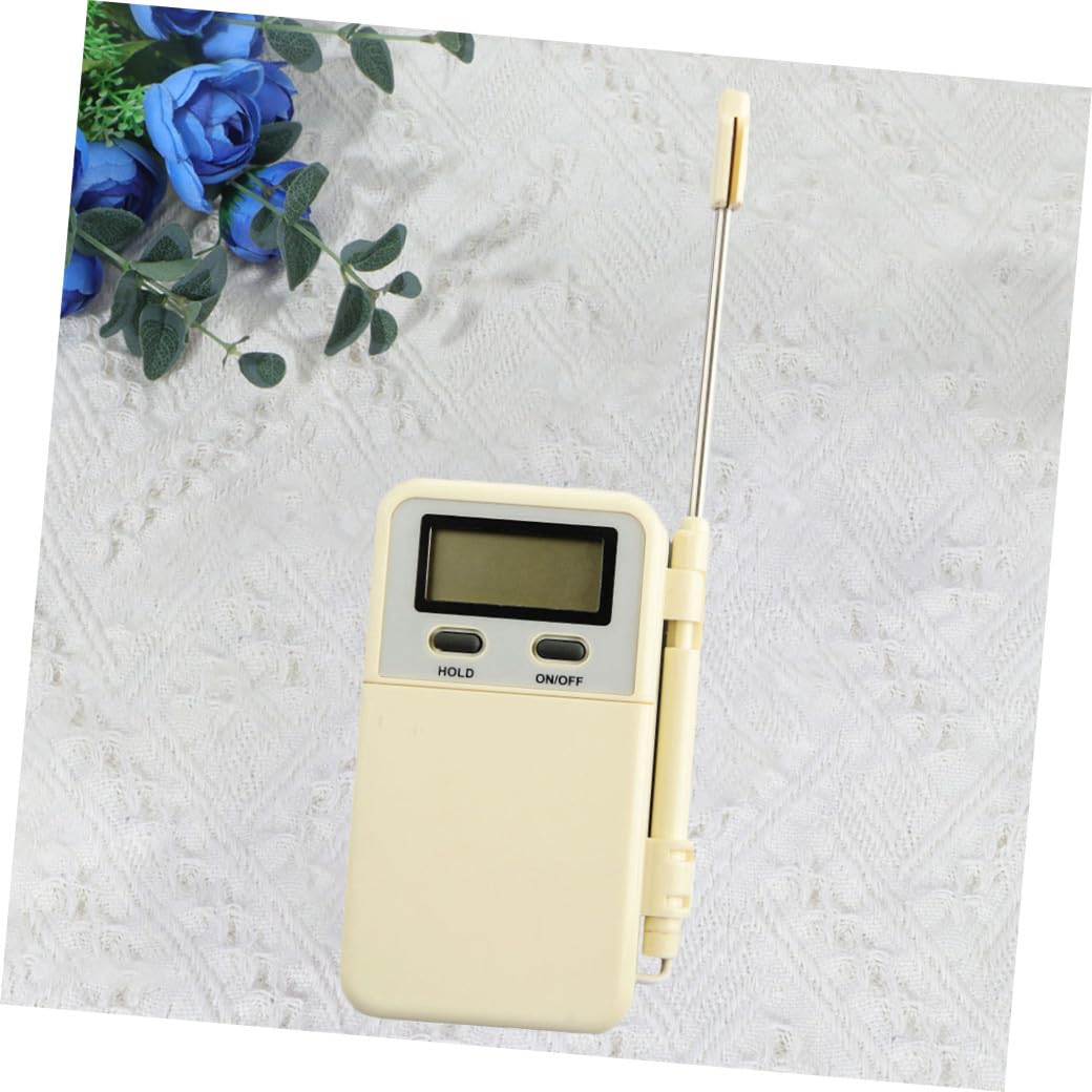 Termómetro Digital de Cocina Material Plástico y Acero Inoxidable de Alta Precisión Beige Sonda y Temporizador Preset para Hornear y Barbacoa