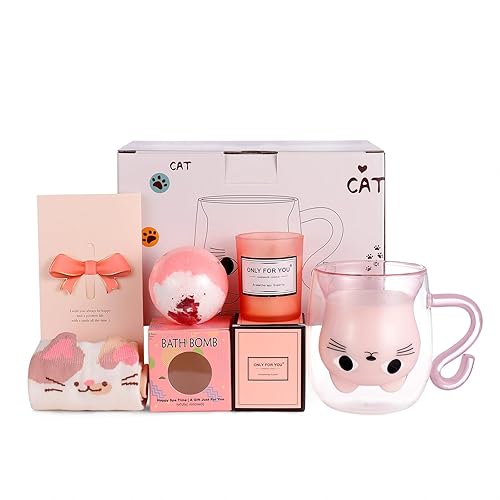 Tasse Chat Coffret Femme Cadeau, Cadeau de Noël Original pour