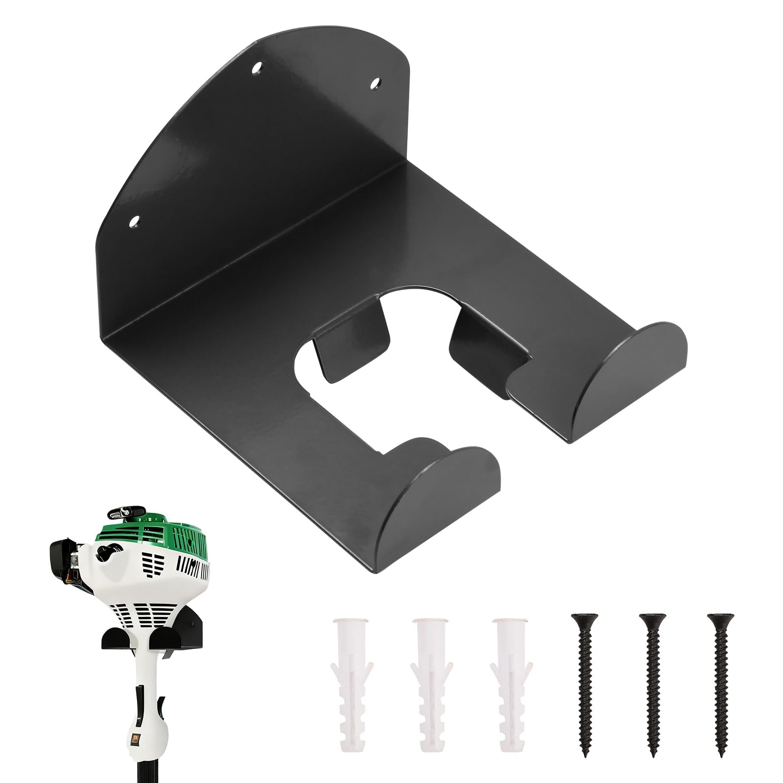 XhuangTech Grass Strimmer Wall Bracket with Screws, Heavy Duty Power Tool Hanger Space-Saving Organizer, Robust Garden Wall Hook Rack for Garage Shed Storage Hanging Yard Tools (Black)