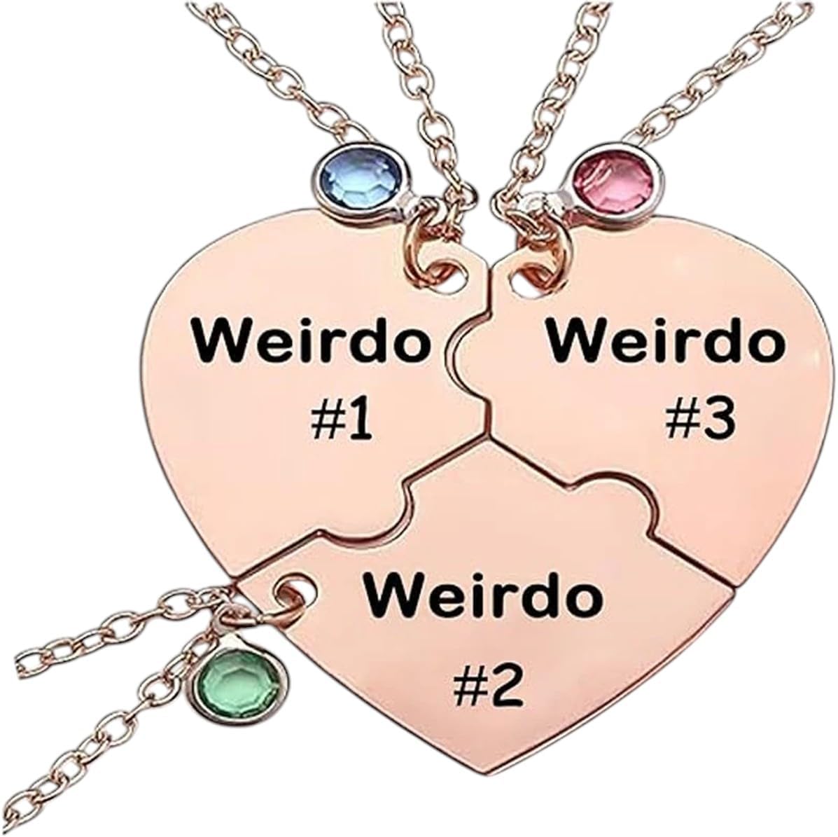 New 2026 Weirdo 1 Weirdo 2 Weirdo 3 Necklace Heart Bff Necklace For 3 Best Friend Necklaces Sister Friendship Jewelry Perfect For Gift For Special Occasions