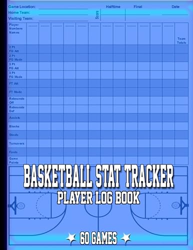 Basketball Stat Tracker Player Log Book: 120 Pages Basketball Game Stats Book | Large Print 8.5"x11" Vertical Layout Single-Sided Basketball Stat ... Keeping Book for Players, Coaches, Parents