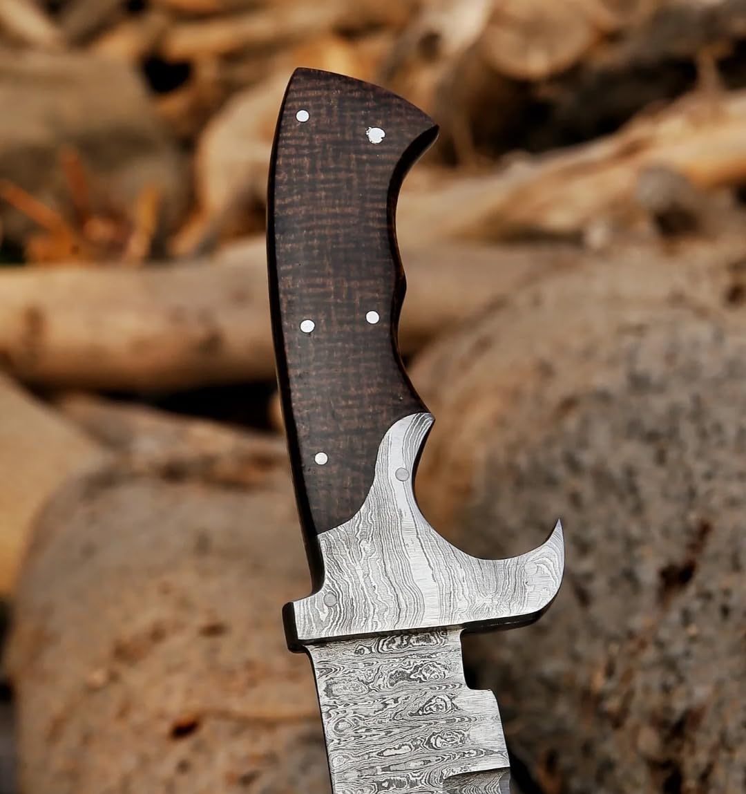 Empire - 30 Inch Long - Handmade Damascus Steel Double Edge Medieval Sword with Sheath - Micarta Grip - Sharp Edges - Hand Forged Hunting Sword - Best Gift for Him