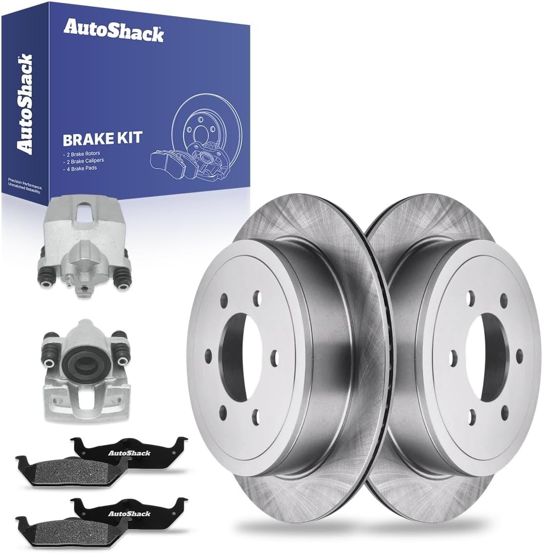AutoShack Rear Brake Rotors, Ceramic Pads & Calipers for Ford & Lincoln, F-150 2004-2011 Mark LT 2006-2008, 4WD RWD AWD V6 3.5L 3.7L 4.2L V8 4.6L 5.0L 5.4L 6.2L - 13.69" (347.8 mm), 6-Lug