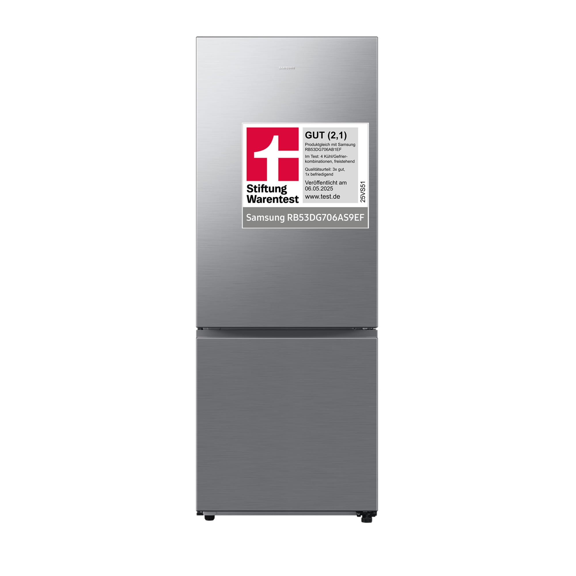 Samsung Rb53dg706as9ef Kühl-Gefrierkombination, 203 Cm, 538 L, Extra Breit (75 Cm), Kühlschrank Mit Gefrierfach, Wifi & Ai Energy Mode, Twin Cooling+, Twist Ice Maker, Edelstahl Look
