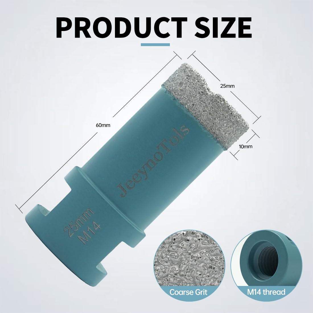 JeeynoTols Dry Diamond Core Drill Bit 25mm - Tile Drill Bit Porcelain Ceramic Tile Granite Marble Hole Saws with M14 thread - Image 4