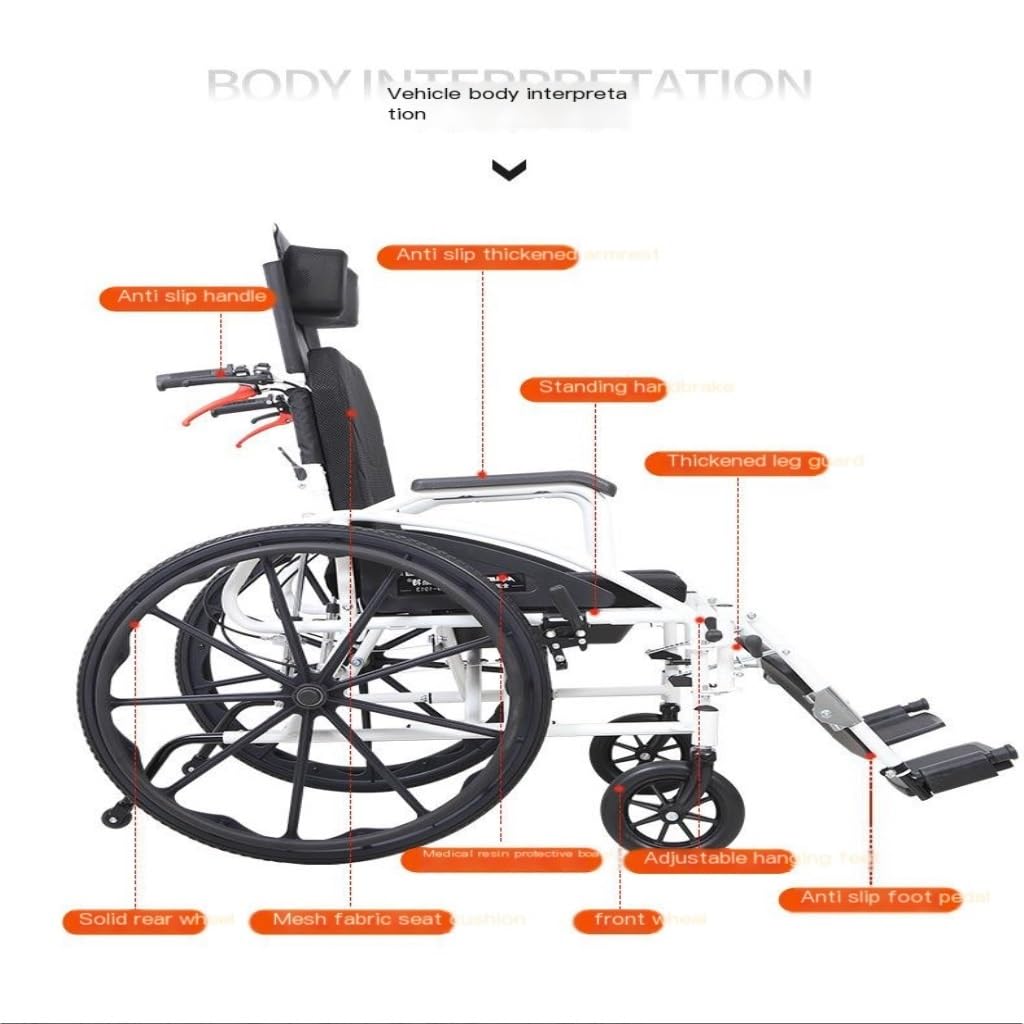 Silla de Ruedas Silla de Ruedas Manual, Ligera Plegable para Ancianos con Asiento, Scooter Multifuncional Empujado a Mano Sillas de Ruedas Ligeras/Black/B
