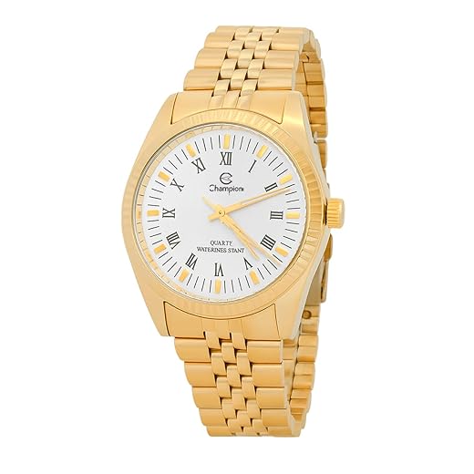 Relógio Masculino Aço inoxidável Dourado Analógico Resistente a Água Original Champion CH22859H