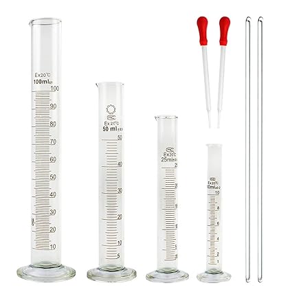 DIY Crafts Cylinder Set, Design No # 2, raduated Measuring Cylinder Set 100ml 50ml 25ml 10ml with 2 Stirring Rod and 2 Dropper ing, Macram, Jewelry Making, Sewing (1.5mm (Cylinder Set, Design No # 2)