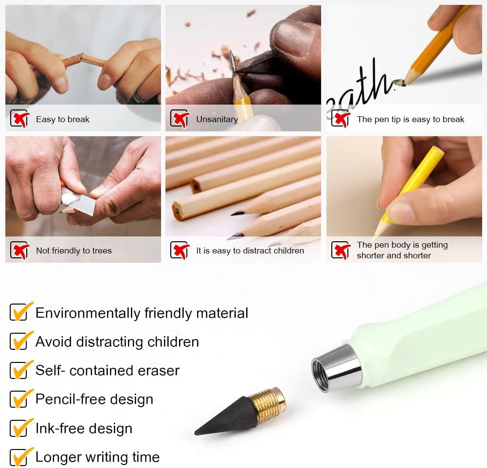 Ainiv Inkless Pencil with Eraser, 5 Sets Infinity Pencil Reusable image 4