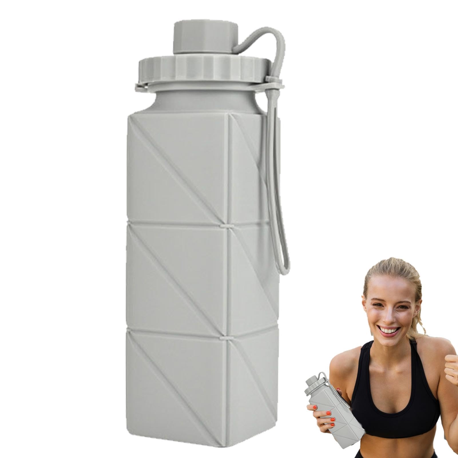 Bouteille d'eau pliable en silicone | Gourde portable et réutilisable de 600 ml, idéale for les voyages et l'extérieur,Gobelet pliable