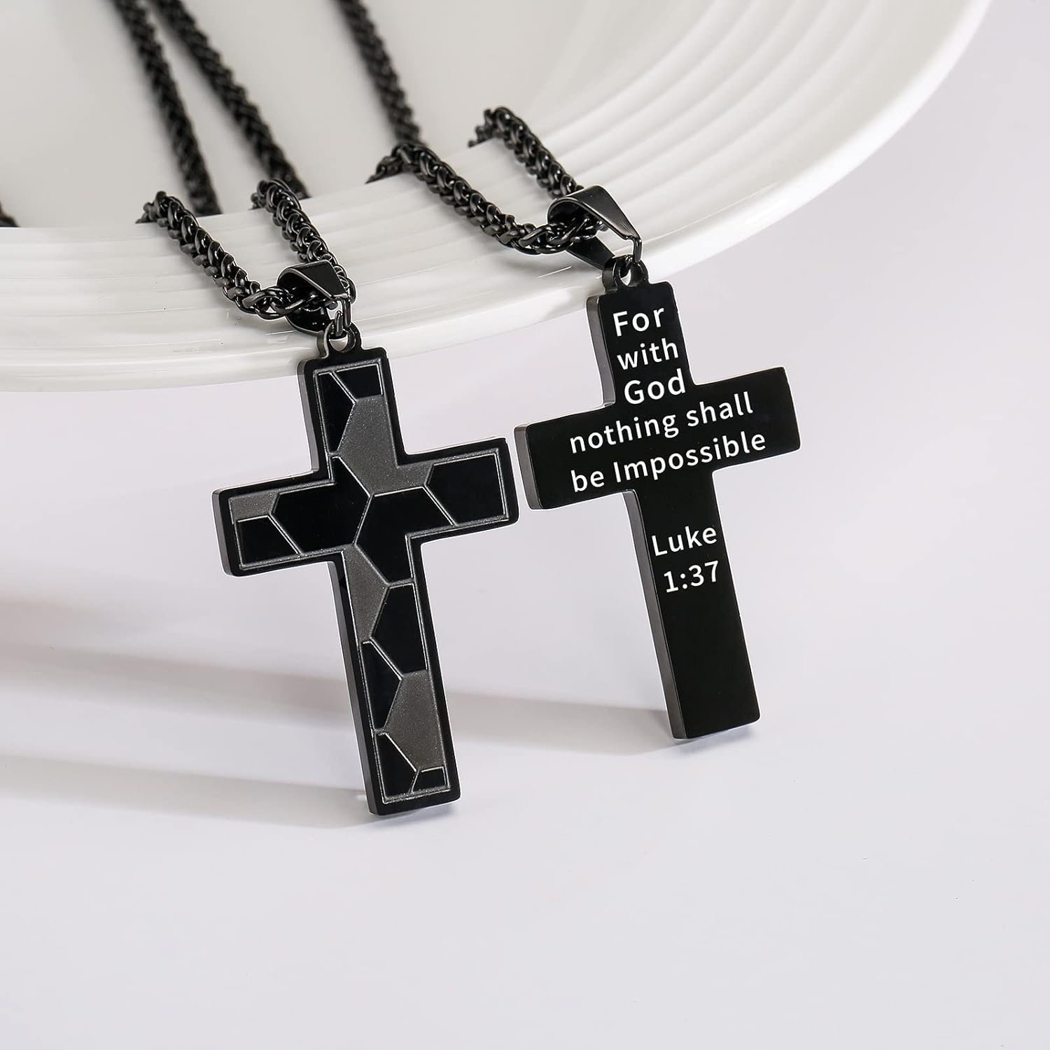 Soccer Cross Necklace for Boys Men Stainless Steel Bible Verse Pendant with20+2 Inch First Communion Baptism Religious Sports Jewelry Gift - Image 3
