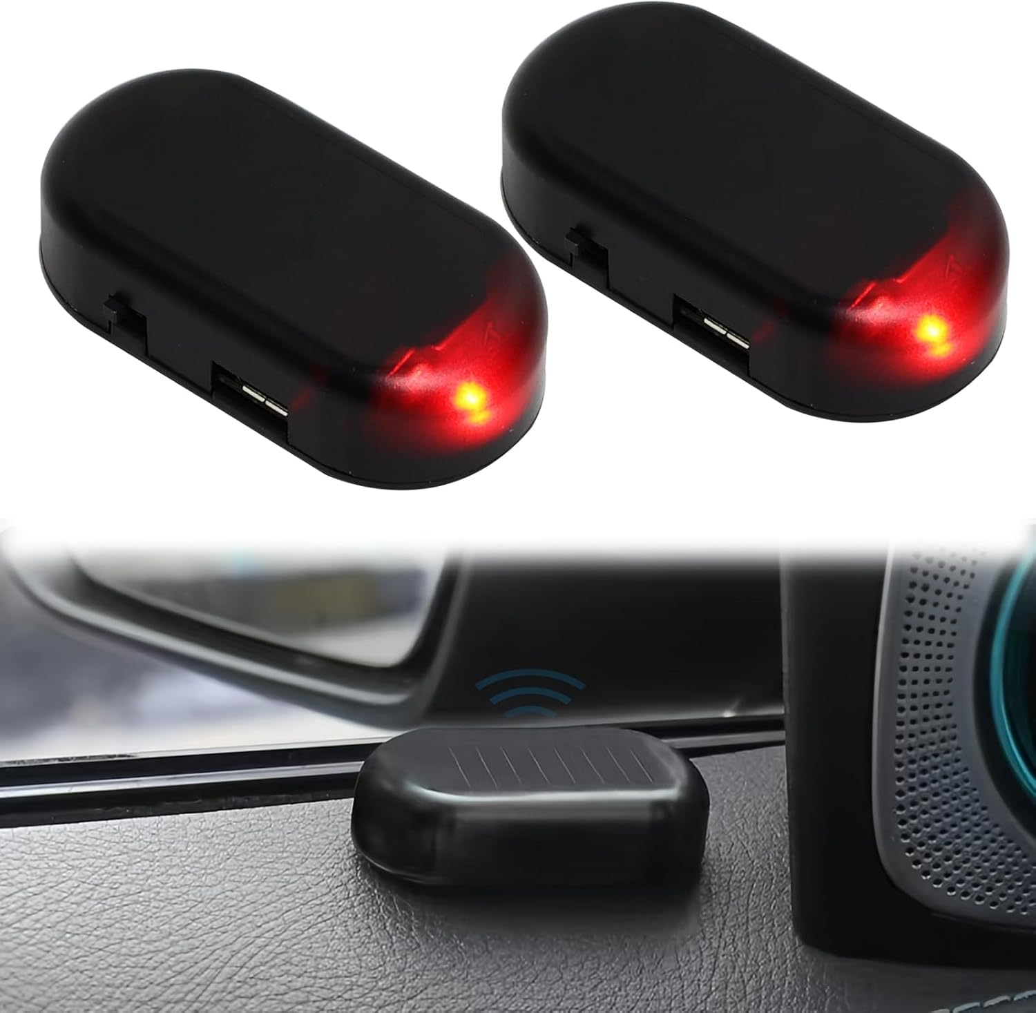 Pare-soleil Faux Feu De Sécurité Pour Voiture Simulation à énergie Solaire Alarme Factice Sans Fil - Type Bleu - Auto