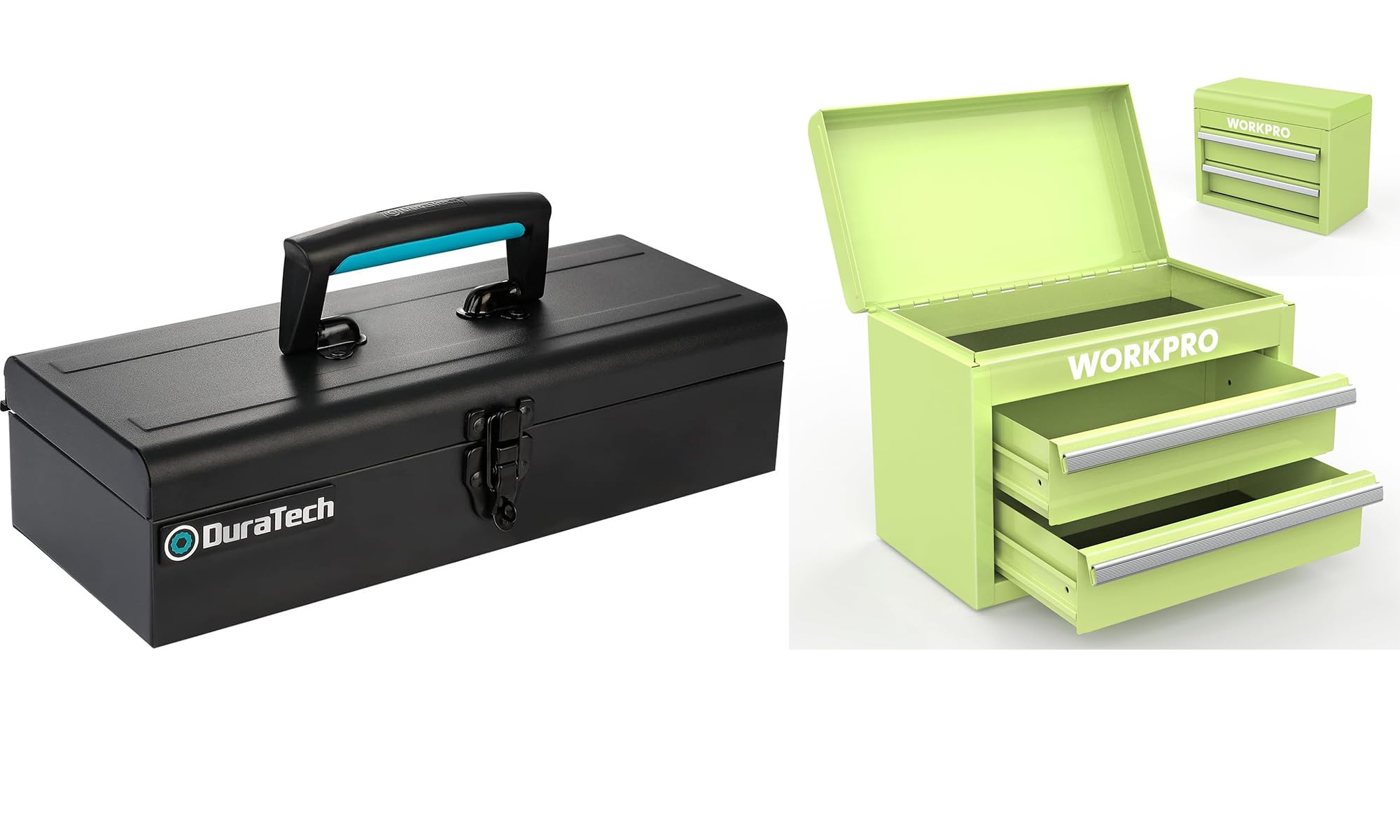 DuraTech 15" Metal Tool Box - Gifts for Dad & WORKPRO Mini Metal Tool Box