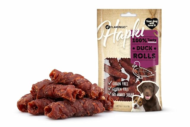 Snacks para Perros - Hapki - rollitos - Pato - 85 g - sin Gluten - sin Cereales
