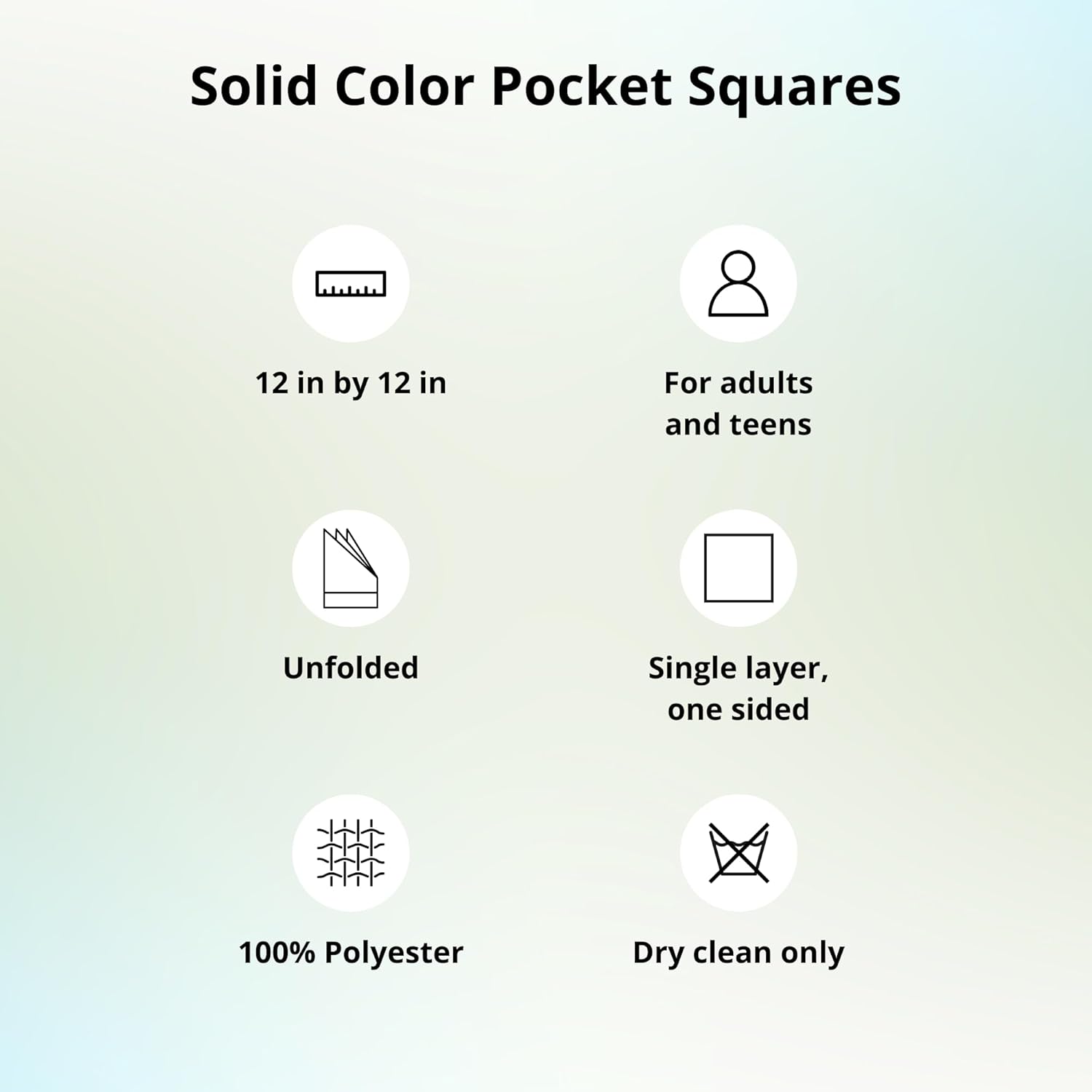 tiemart Solid Color Pocket Squares for Men for Suits and Perfect for Wedding Parties Measures 12 x 12 inch / 30 x 30 cm - Image 5