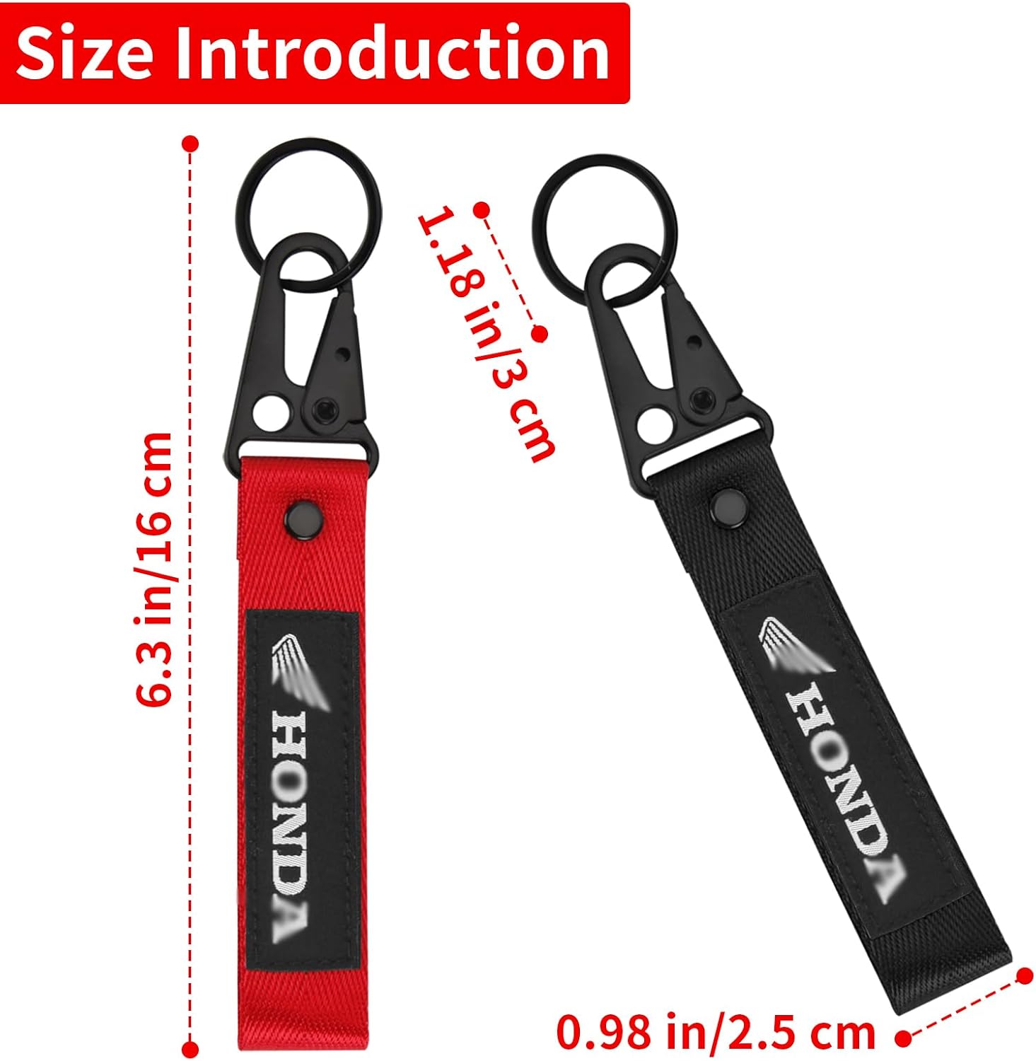 2 Pcs Fabric Keychain, Black and Red Motorcycle Keychain, Heavy Duty Key Chain for Bike, Car - Image 3