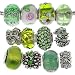 RUBYCA Murano Lampwork Charm Glass Beads Tibetan Crystal European Bracelet Mix Assortment Green 15Pcs