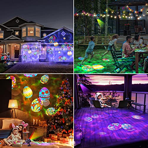 Easter Decorations, Hd Effect Easter Day Decorations For Home With Remote Control, 3D Ocean Wave & Patterns, 2 In 1 Indoor & Outdoor Light Projector For Easter Birthday Party Decorations #TOP2