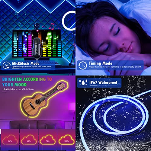 Resome Neon Rgb Rope Lights With Music Sync, Diy Design Rgb Waterproof Flexible 16.4Ft Led Strip Lights, Compatible With Alexa And Google Assistant For Gaming Room, Bedroom, Living Room Decor #TOP3