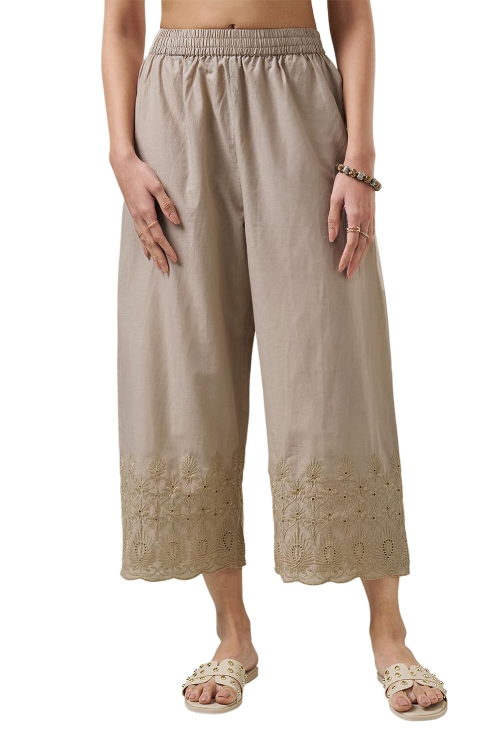Buy Rangmanch by Pantaloons Women Pure Cotton Embroidered Palazzo