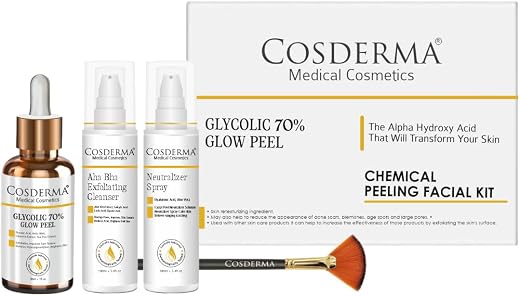 Cosderma Glycolic 70 Glow Peel | Facial Peeling Kit for Skin Renewal | Helps Improve Texture, Tone & Radiance | For Dull, ...