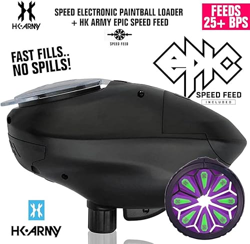 Miniatura 11 de HK Army Cargador electrónico de paintball de velocidad con alimentación de velocidad épica - 25+ BPS Alimentación de velocidad de zafiro