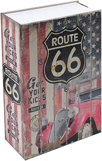 Foreverup Buchsafe mit Zahlenschloss, Buchsafe Tresor, 24 x 15,5 x 5,5cm Buchtresor, für Schmuck, Bargeld, Geld, Wertvolle Objekte, Büro/Hause (Route 66)