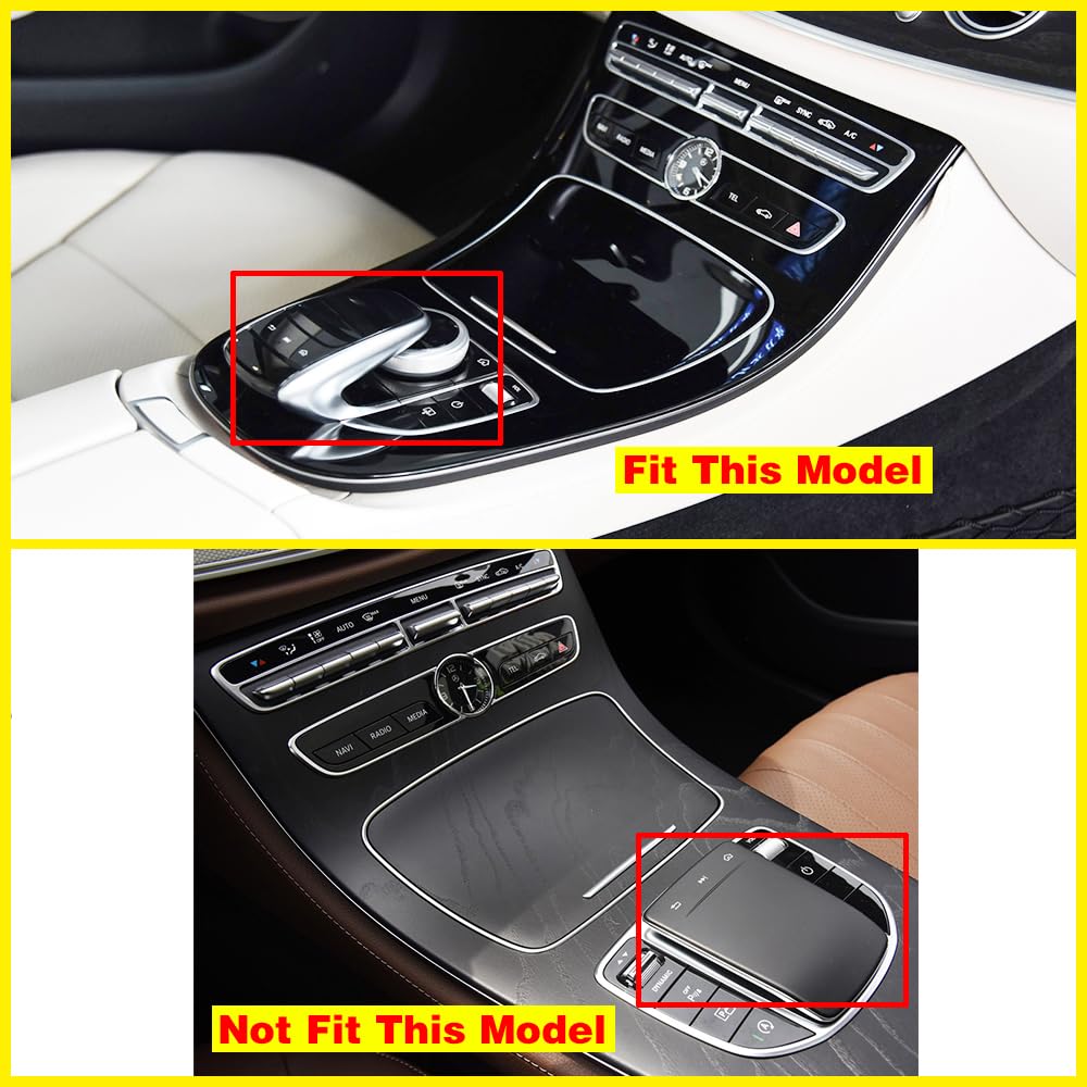 Matt-Silber Auto Mittelkonsole Getränkehalter Getriebe Panel Rahmen Abdeckung Verkleidung für Mercedes Benz E-Klasse W213 2016 2017 2018 mit Uhr Modell