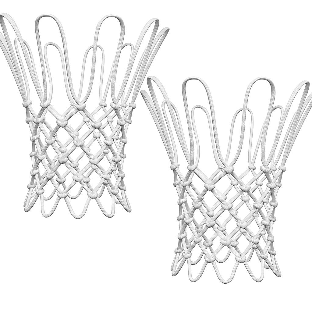 Rete da Basket di Ricambio per Interni ed Esterni, Resistente a Tutte le Condizioni Atmosferiche, Adatta a Canestri Standard, 12 Passanti, 205g, Polipropilene, Colore: Bianco, Taglia: M