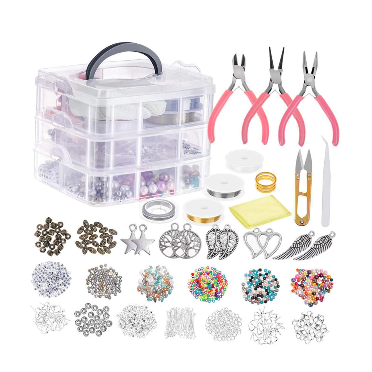 Hohopeti Kit per Creazione Gioielli 1186 Pezzi, Set DIY a Tre Strati