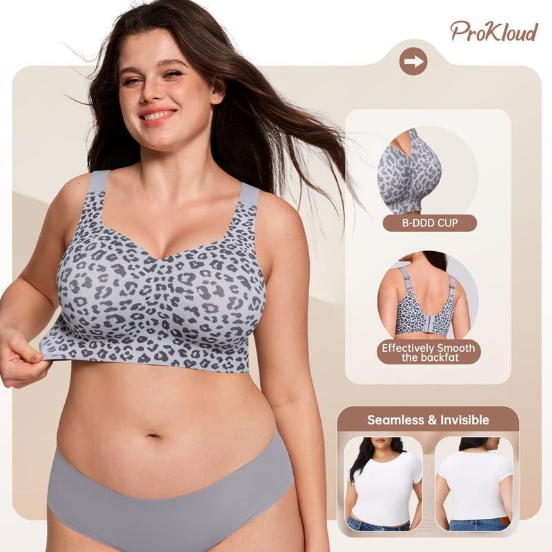 Image of ProKloud Jelly Bras for Women No Underwire Wireless Bra with Support and Lift Full Coverage Plus Size Comfy Seamless Bra