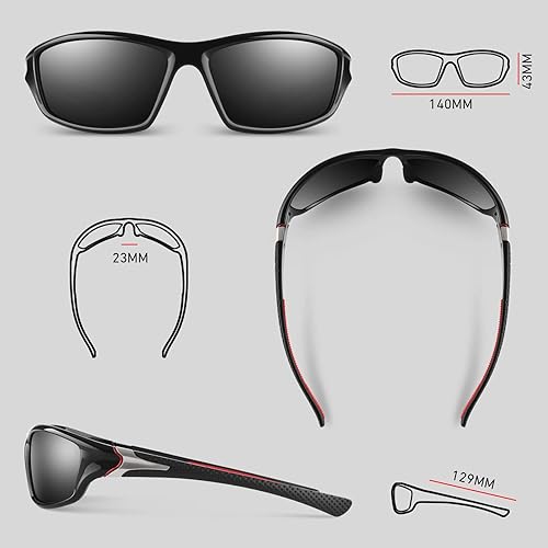 Miniatura 3 de WEAROYO Gafas de sol deportivas polarizadas para hombres y mujeres, gafas rectangulares de conducción de pesca, protección UV400