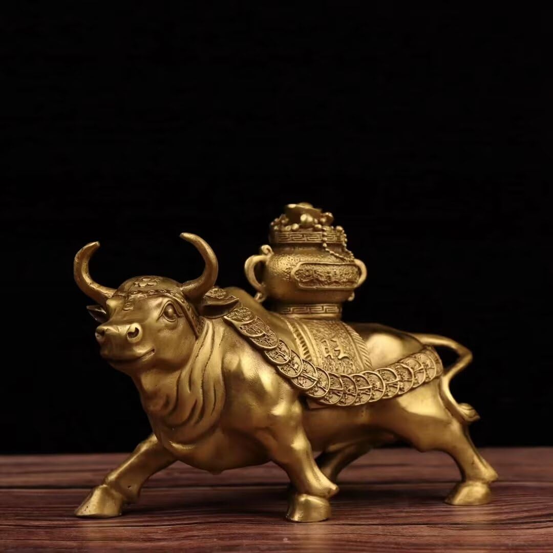 Glücksbringer – Wall-Street-Bullenstatue aus Messing – Börsendekoration – Kupfer-Bullenfiguren – Feng-Shui-Glücksbringer