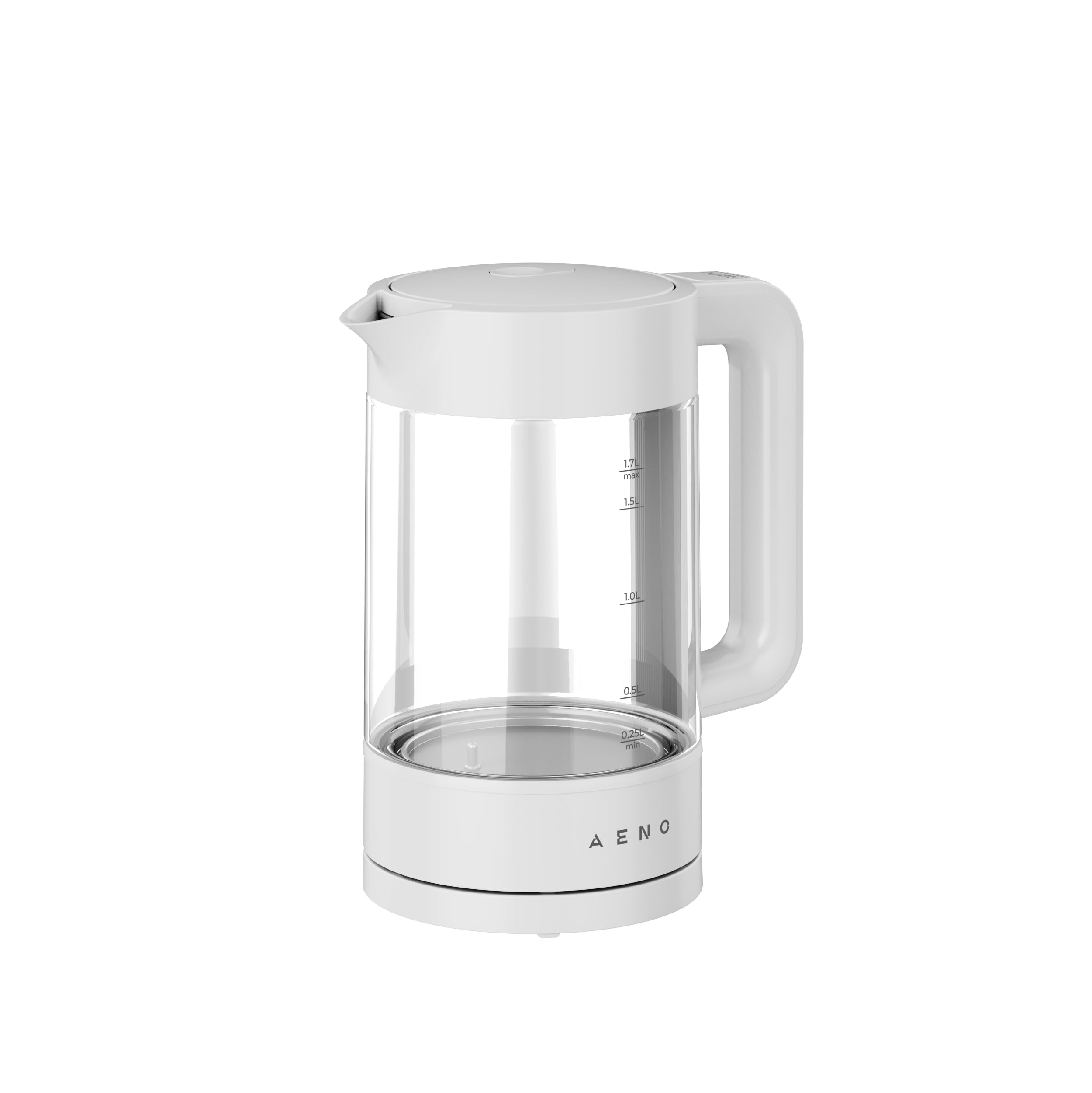 AENO EK5 - Bollitore elettrico da 1,7 l, 1850-2200 W, temperatura regolabile 40-100 °C, mantiene al caldo 30 minuti, ciotola in vetro, controller Strix, bianco