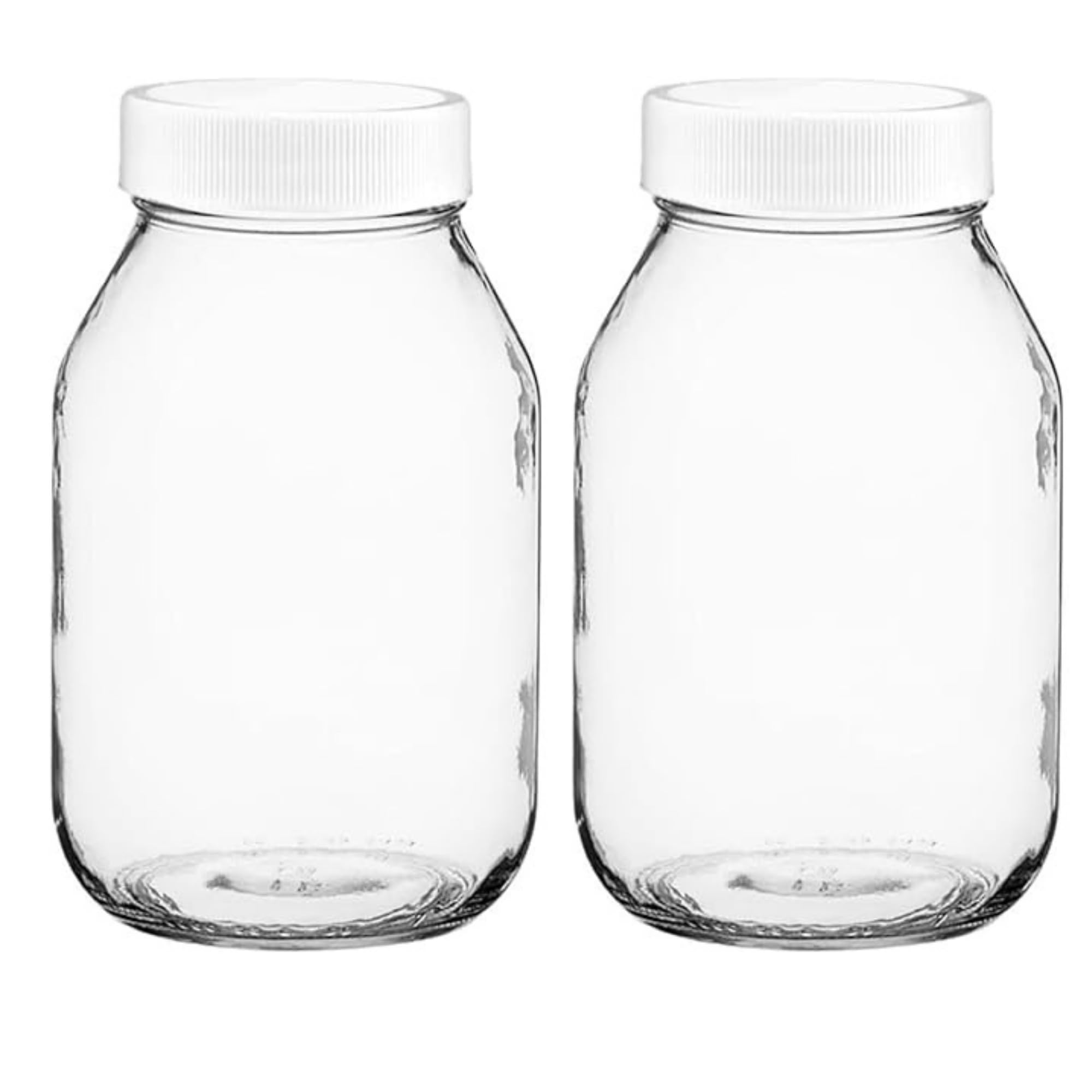 Pr1m3 Quart Mason Jars 32-Oz Regular Mouth With Plastic Lids, Used For Canning, Pickling, Juice, Jam, Jelly, Or Diy Decors And Projects (Pack Of 2)