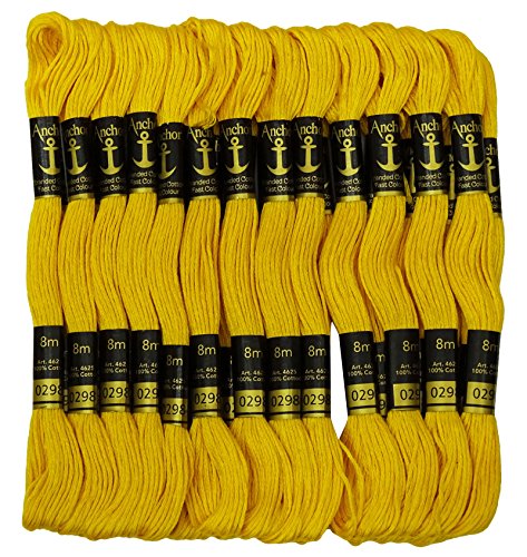 Image of Cross Stitch Hand Embroidery Thread Stranded Cotton Craft Sewing Floss 25 Skeins-Yellow