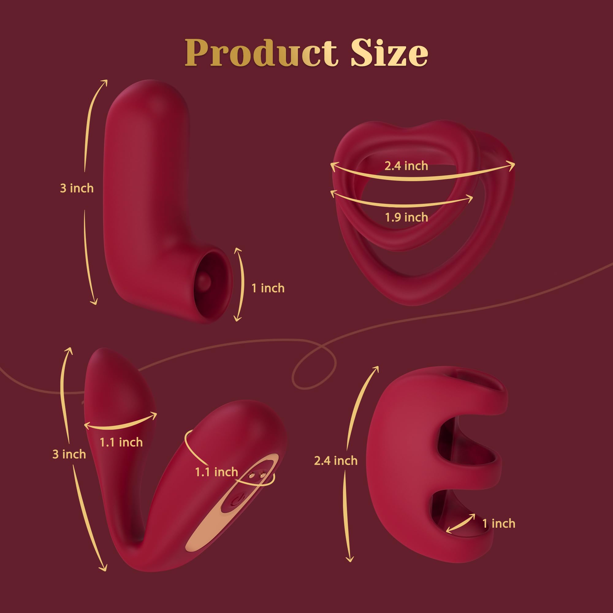 Tracy's Dog Vibrator Kit for Couples, Removable Vibrating Bullet with 3 Silicone Attachments (Cock Ring, Wearable Panty, Butt Plug Sleeve) — Remote Control Adult Sex Toys for Women & Partner Play: Red