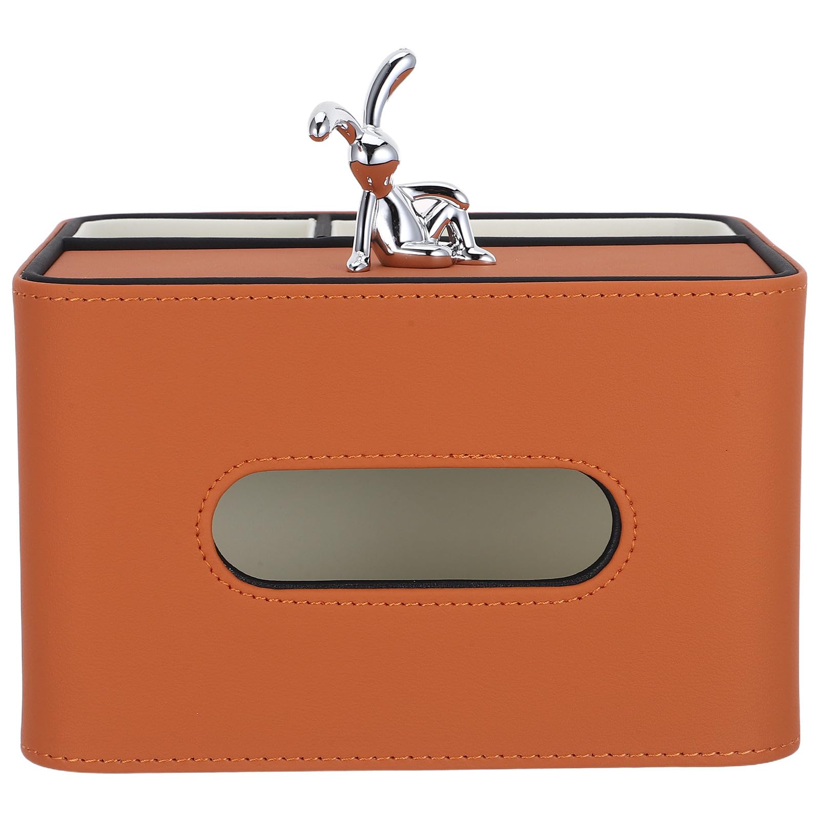 Boîte à Mouchoirs Multifonctionnelle en Cuir PU Orange pour Table
