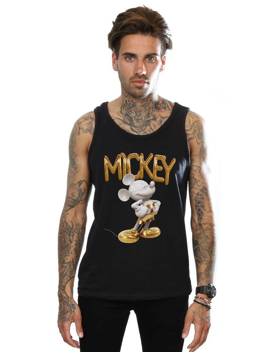 Disney Men's Mickey Mouse Gold Statue Vest Black Medium