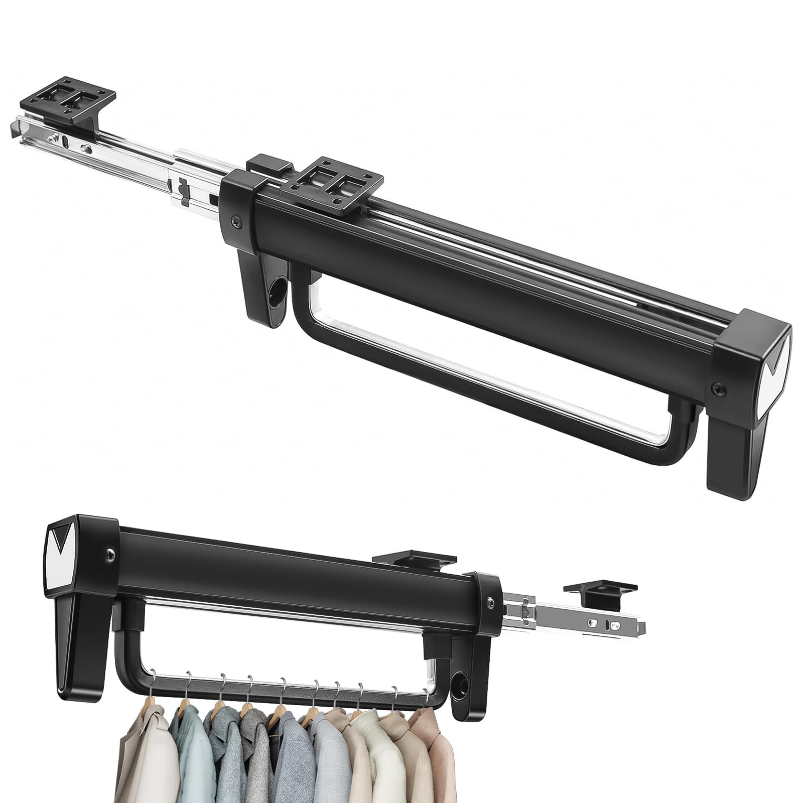 Barra Armario Extensible, 31 cm Retráctil Perchas Perchero Extraible | Doble Pista Perchero Extraible Armario, Perchero Pantalones Extraible, para Guardar Pantalones, Ropa, Bufandas