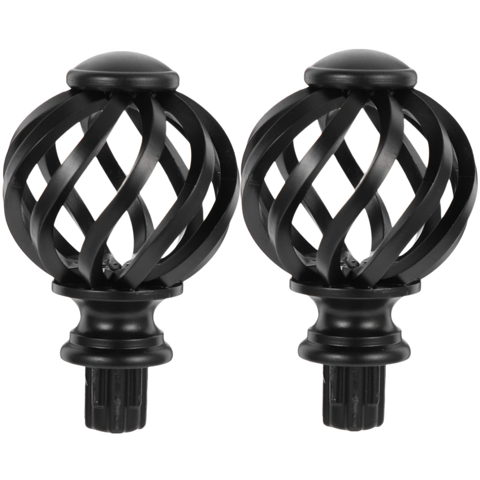 HEALEEP 2pcs Curtain Rod Plug Curtain Pole Finials Rod End Ends Rustic Curtain End Caps Small Curtain Finials Drapery Rod Finials Curtain Rod Finials Curtain Pole End Caps Black Plastic