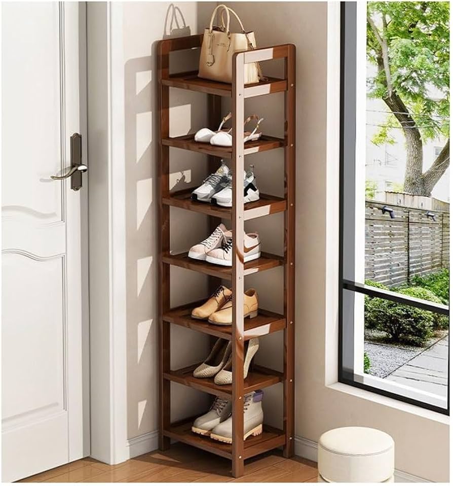 Amazon｜垂直 シューズラック 5/7/9段 靴箱 収納 竹 大容量 つっぱり
