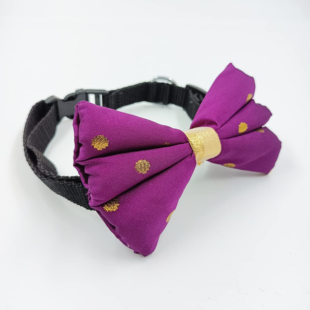 Myartbucket Purple Silk Design Silk Wedding and Festive Adjustable Bow for Dogs | Festive Bowtie for Dogs & Cats (M) (B0B3XX2J2J) Amazon Price History, Amazon Price Tracker