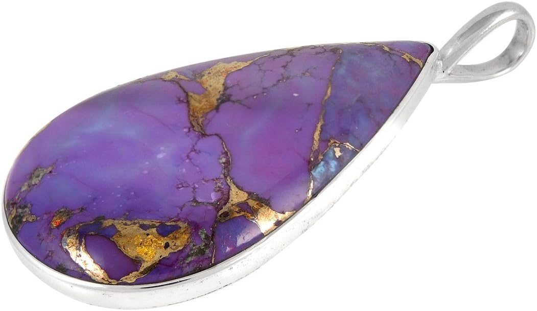 Turquoise Pendant Necklace 20" Sterling Silver 925 Genuine Gemstones - Image 3