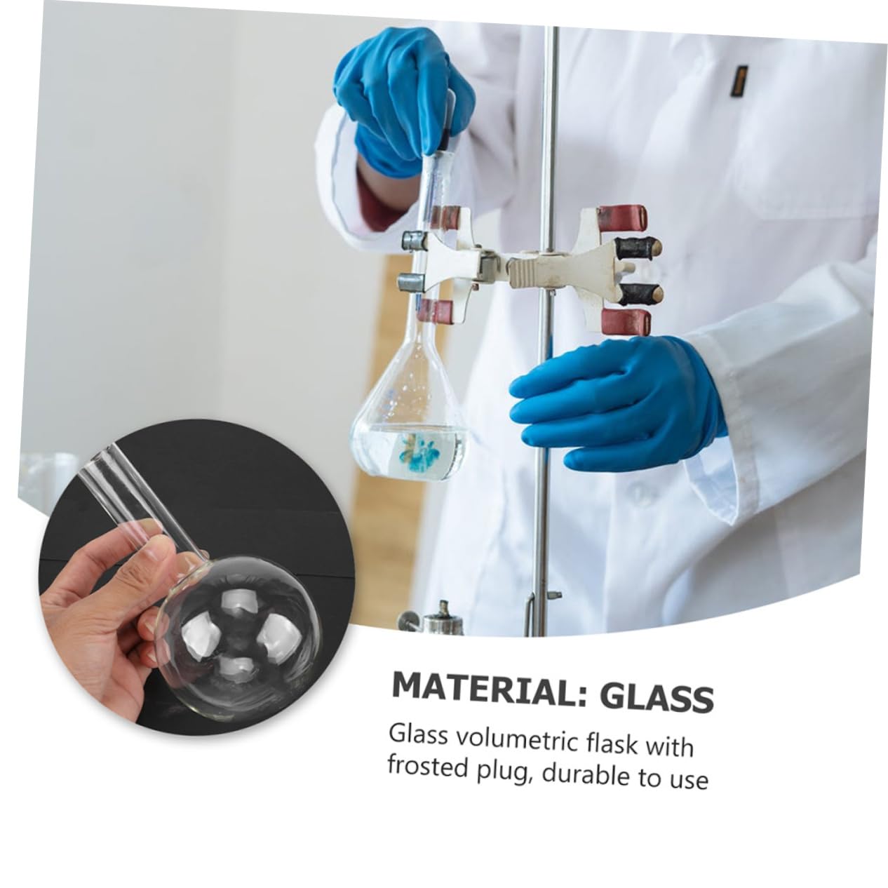 SOLUSTRE 2pcs Round Bottom Flask for Laboratory Science Test Mini Flask Blue Color