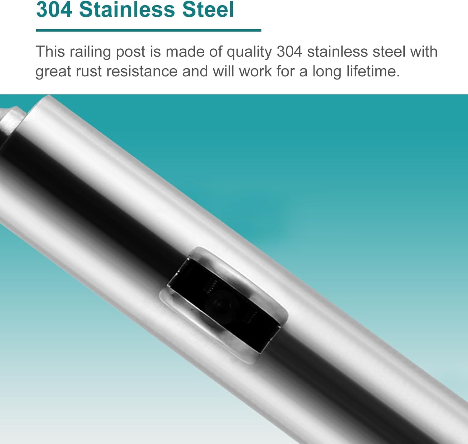 Stainless Steel Round Glass Railing Post with Fish Mouth Clip, 145cm/125cm/105cm/85cm Heights, Ideal for 8/10/12mm Glass, Modern Staircase Handrails, Durable Mid Post (125cm/49.2 inch)